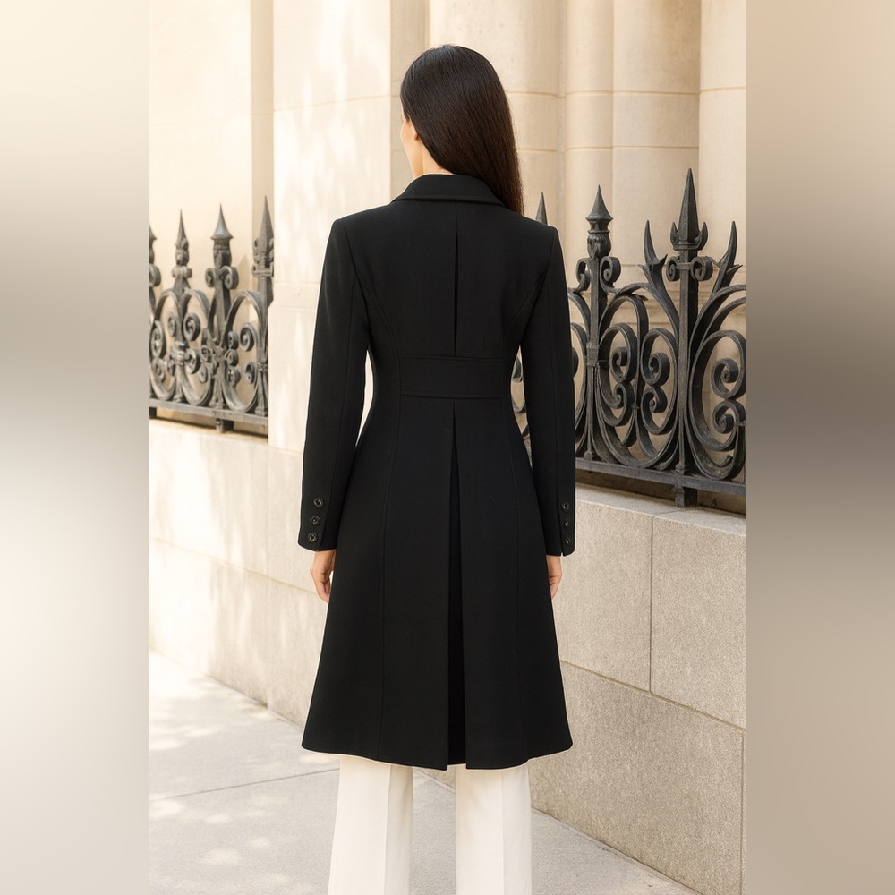 Sofia Cashmere Black Wool & Cashmere Blend Long Coat Size 10 Made in USA - Picture 8 of 9